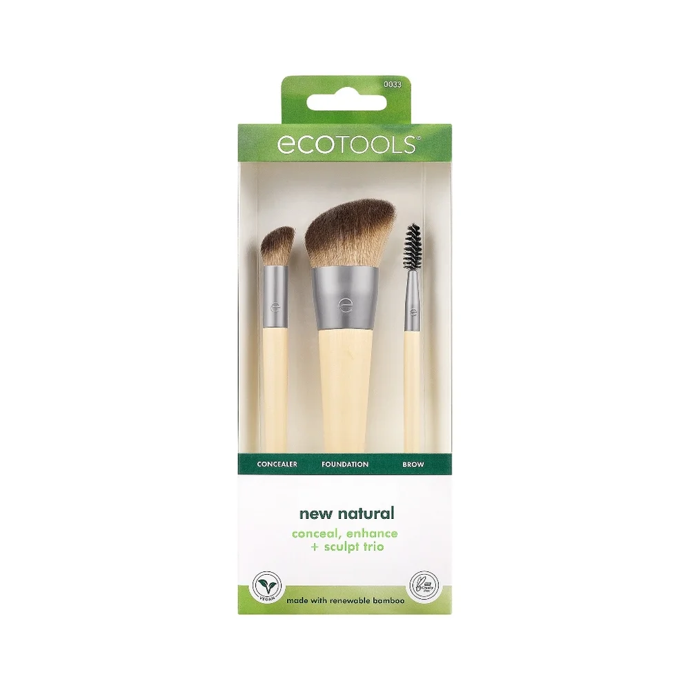 EcoTools New Natural Conceal, Enhance, & Sculpt Trio, Makeup Brush Set